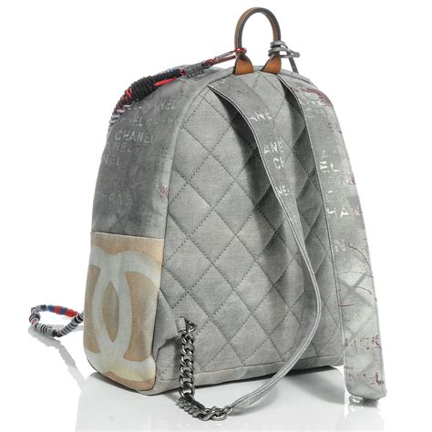 chanel graffiti printed backpack